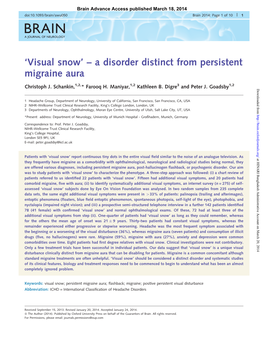 A Disorder Distinct from Persistent Migraine Aura