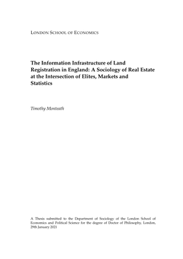 The Information Infrastructure of Land Registration in England: a Sociology of Real Estate at the Intersection of Elites, Markets and Statistics