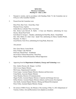 MINUTES Resource Committee Meeting #2 – June 2, 2021 1