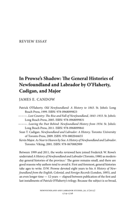 In Prowse's Shadow: the General Histories of Newfoundland and Labrador by O'flaherty, Cadigan, and Major