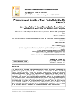 Production and Quality of Palm Fruits Submitted to Neem Oil