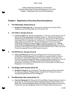 Chapter I. Department of the Army Recommendations