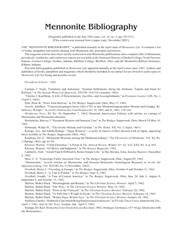 Mennonite Bibliography