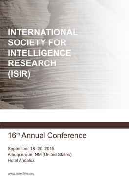 International Society for Intelligence Research (Isir)