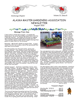 ALASKA MASTER GARDENERS ASSOCIATION NEWSLETTER August 2011