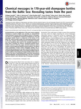 Chemical Messages in 170-Year-Old Champagne Bottles from the Baltic Sea: Revealing Tastes from the Past