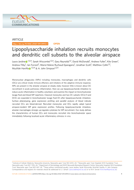 Lipopolysaccharide Inhalation Recruits Monocytes and Dendritic Cell Subsets to the Alveolar Airspace