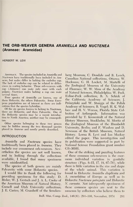 THE ORB-WEAVER GENERA ARANIELLA and NUCTENEA (Araneae: Araneidae)