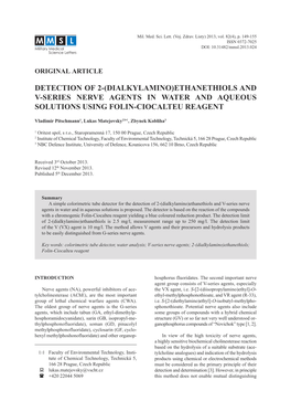 (Dialkylamino)Ethanethiols and V-Series Nerve Agents in Water and Aqueous Solutions Using Folin-Ciocalteu Reagent