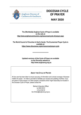 Diocesan Cycle of Prayer May 2020