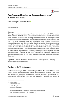 How Condoms ‘Became Legal’ in Ireland, 1991–1993