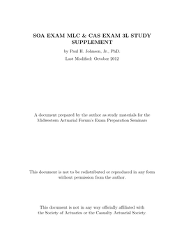 Soa Exam Mlc & Cas Exam 3L Study Supplement