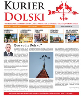 Kurier Dolski WYDAWNICTWO STOWARZYSZENIA NA RZECZ WSPIERANIA AKTYWNOŚCI LOKALNEJ W GMINIE DOLSK