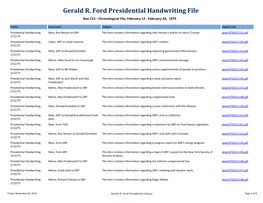 Gerald R. Ford Presidential Handwriting File Box C13 - Chronological File, February 12 - February 24, 1975