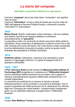 La Storia Del Computer