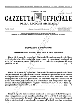 Gazzetta Ufficiale Della Regione Siciliana (P