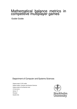 Mathematical Balance Metrics in Competitive Multiplayer Games