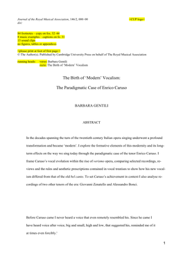 'Modern' Vocalism: the Paradigmatic Case Of