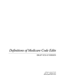 Definitions of Medicare Code Edits