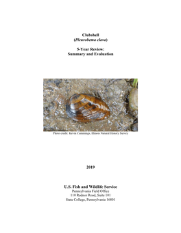 Clubshell (Pleurobema Clava) 5-Year Review