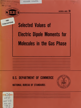 Selected Values of Electric Dipole Moments for Molecules in the Gas Phase