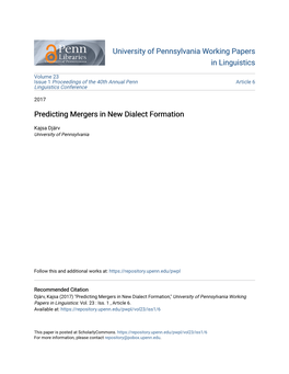 Predicting Mergers in New Dialect Formation