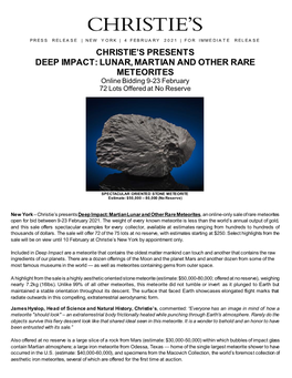 Christie's Presents Deep Impact: Lunar, Martian And