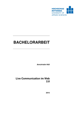 BACHELORARBEIT Live Communication Im Web