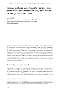 Vínculos Familiares, Auto-Etnografía Y Construcción De Conocimiento En Un Contexto De Apropiación Musical: De Dyango a La Cumbia Villera
