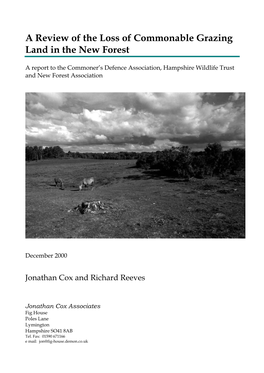 A Review of the Loss of Commonable Grazing Land in the New Forest