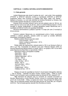 CAPITOLUL 1. CADRUL NATURAL ŞI DATE DEMOGRAFICE 1.1. Date