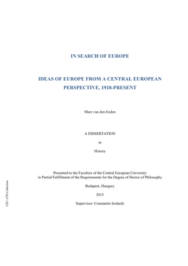 In Search of Europe Ideas of Europe from a Central