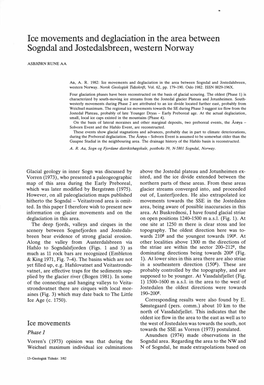 Lee Movements and Deglaciation in the Area Between Sogndal and Jostedalsbreen, Western Norway