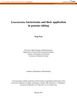 Leuconostoc Bacteriocins and Their Application in Genome Editing