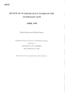 Review of Water Quality Studies in the Australian Alps