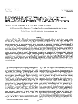 Localization of Active Sites Along the Myelinated Goldfish Mauthner Axon: Morphological and Pharmacological Evidence for Saltatory Conduction’