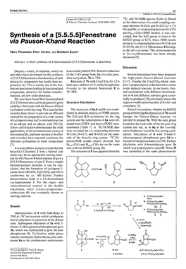 Synthesis of a [5.5.5.5]Fenestrane <I>Via Pauson-Khand</I> Reaction