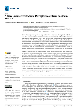 A New Limnonectes (Anura: Dicroglossidae) from Southern Thailand