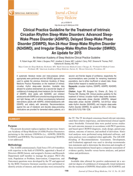 Clinical Practice Guideline for the Treatment of Intrinsic Circadian