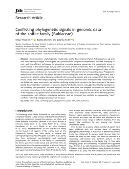 Conflicting Phylogenetic Signals in Genomic Data of the Coffee Family