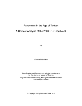 Pandemics in the Age of Twitter: a Content Analysis of the 2009 H1N1 Outbreak