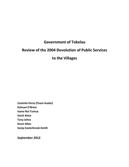 Devolution Review Report for Accuracy of Fact and Relevance to the Terms of Reference