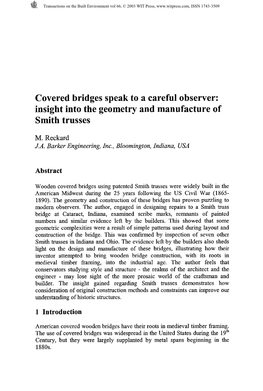 Covered Bridges Speak to a Careful Observer: Insight Into the Geometry and Manufacture Of