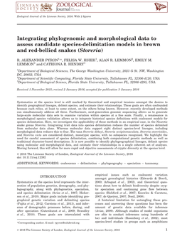 Integrating Phylogenomic and Morphological Data to Assess Candidate Species-Delimitation Models in Brown and Red-Bellied Snakes (Storeria)