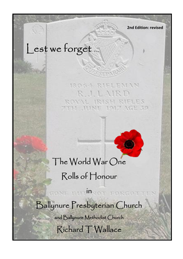 The World War One Rolls of Honour in Ballynure Presbyterian Church