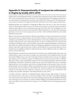 Appendix D: Disproportionality of Marijuana Law Enforcement in Virginia by Locality (2015–2019)