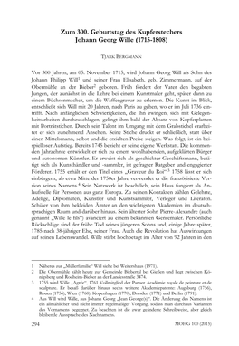 Zum 300. Geburtstag Des Kupferstechers Johann Georg Wille (1715-1808)