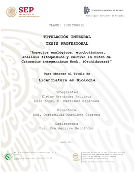 Titulación Integral Tesis Profesional