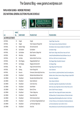 Lae Polling Schedule 2012 Here