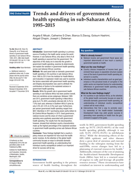 Trends and Drivers of Government Health Spending in Sub-Saharan Africa, 1995–2015